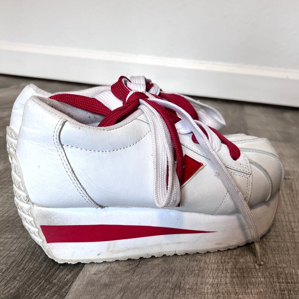 Volatile Reaction Y2K Platform Sneakers Red & White Thick Shoe Laces Size 8